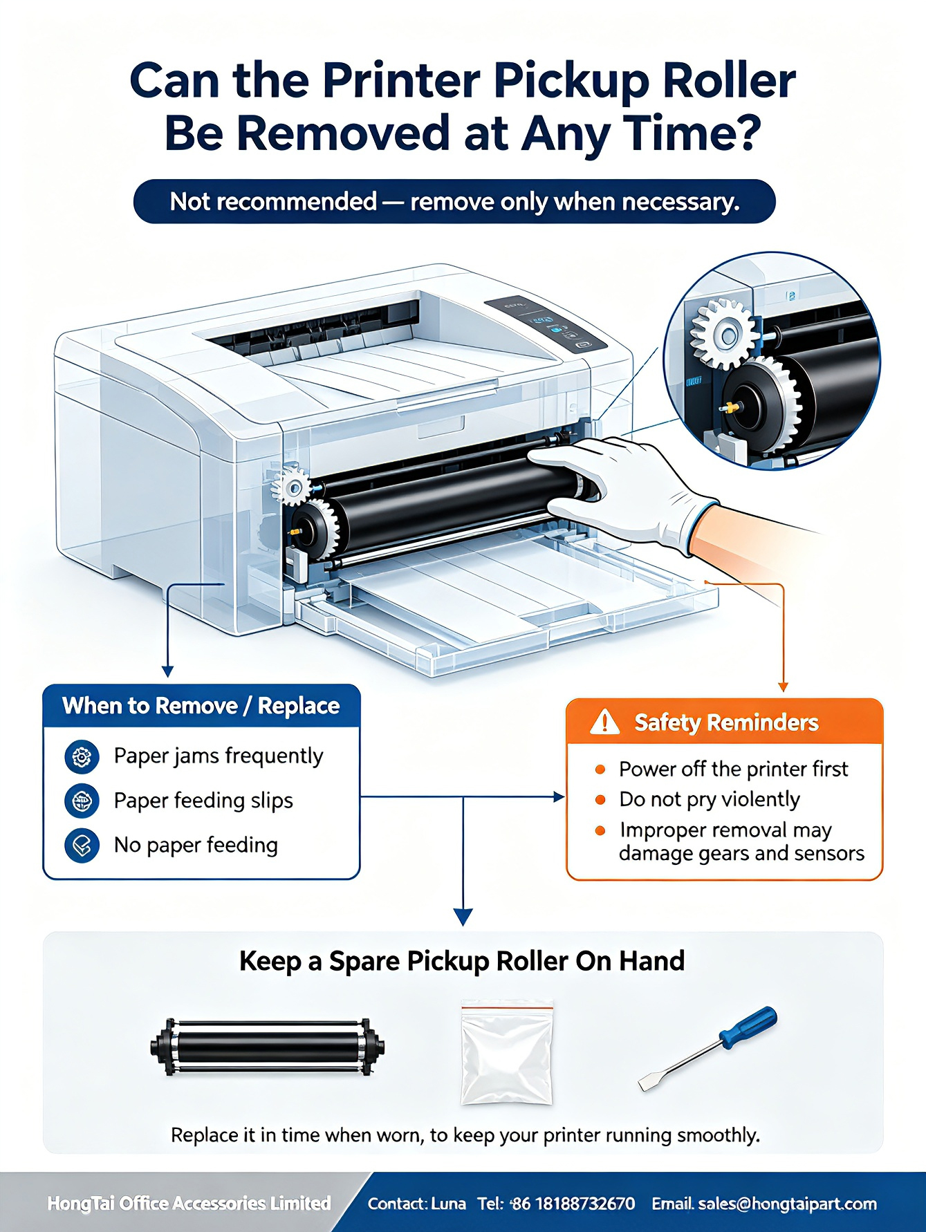 Últimos blogs de la empresa sobre Can Printer Pickup Roller Be Removed At Any Time? Maintenance Guide