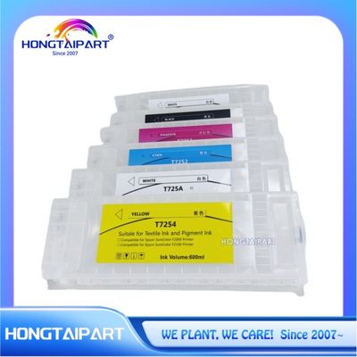 Cartucho de tinta T725A T725A T7251 T7252 T7253 T7254 600ml 6PCS Cartucho de tinta recargable vacío 600ml con chip de una sola vez compatible con Epson F2100 F2000 F2130 F2140 F2150 F2160 Impresora HONGTAIPART